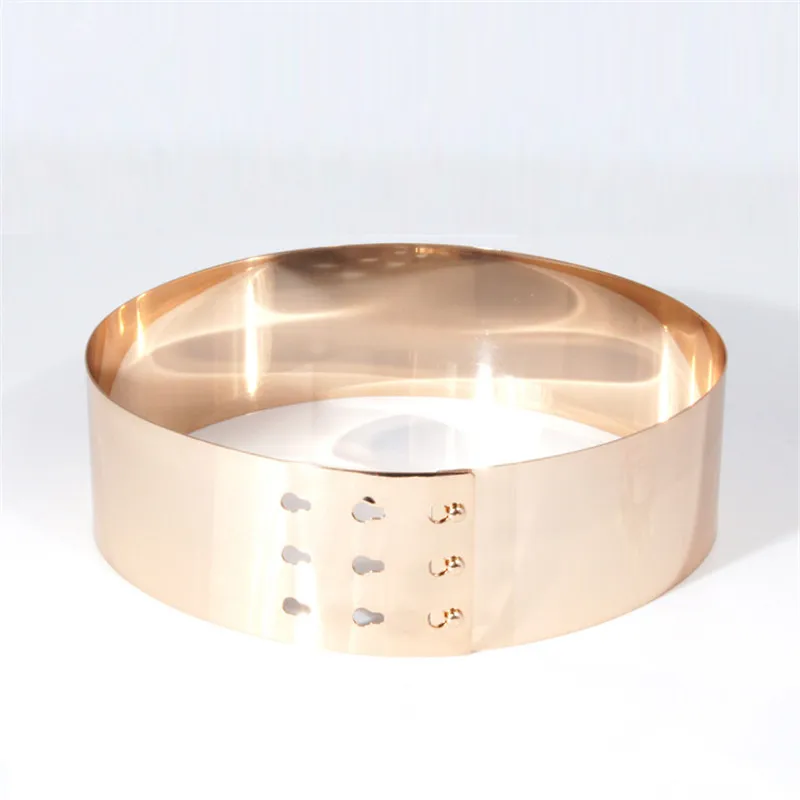 High Quality Metal Keeper Metallic Mirror 7cm Wide Belt Corset Women Punk Cummerbund Gold Silver love lockdown belt BL03