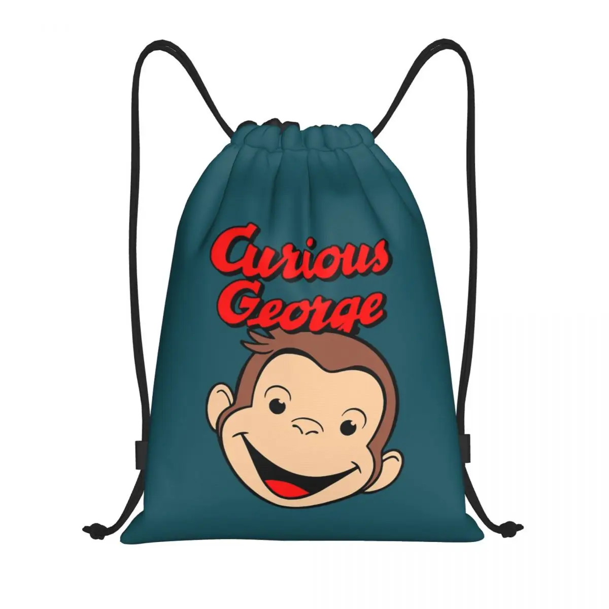 Custom Curious George Manga Drawstring Backpack Bags Men Women Lightweight Gym Sports Sackpack Sacks for Shopping