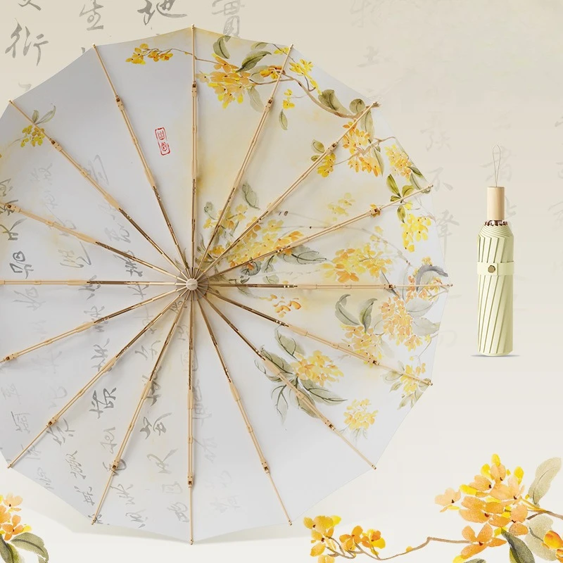 

Складной зонт в античном стиле для женщин, защита от УФ-излучения, для солнца и дождя, с цветным покрытием, компактный, незаменимый для путешествий