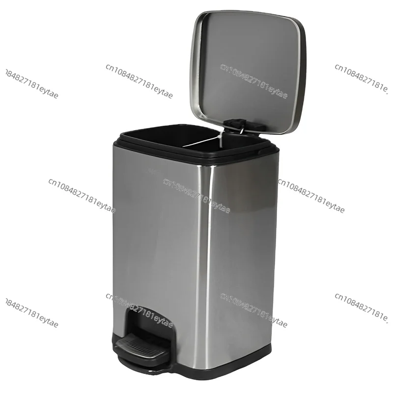 Stainless Steel Indoor Kitchen Trash Can Foot Pedal Silent with Removable Bucket