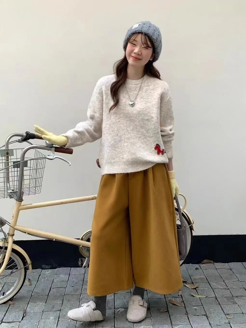 

Женский вязаный свитер с мультяшным принтом, мягкий пуловер с длинными рукавами и животным узором для осенне-зимнего сезона