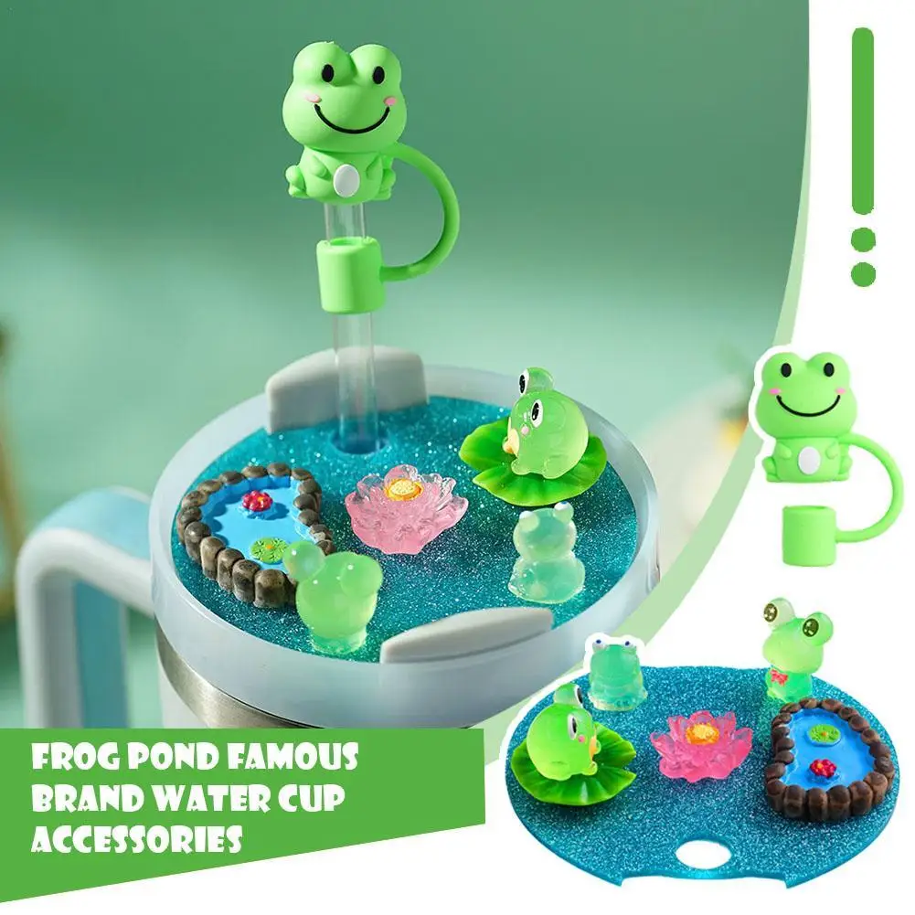 Silicone Leak Stopper For 40oz Ice Bullion Frog Pond Style Brand Name Cute Noctilucence Dust Proof Straw Cap Water Cup Accessory