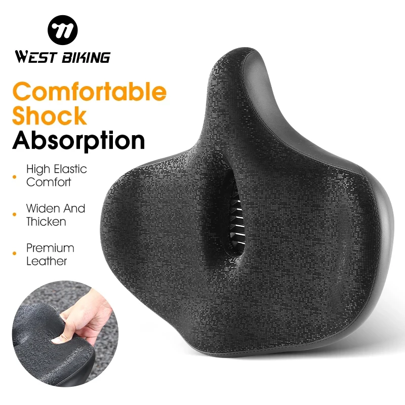 

WEST BIKING Extra Widen Bicycle Saddle Hollow Breathable Soft Comforable Cycling Seat Waterproof Shockproof Road Bike Saddle