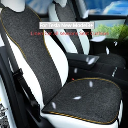 Funda de asiento de lino para Tesla modelo 3 Highland 2024, cojín transpirable para las cuatro estaciones, cómodo, Modelo 3 +, accesorios interiores