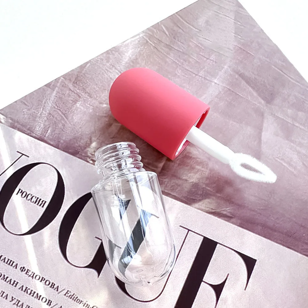 5 pz 4.5 ml Lip Smalto Tubo Vuoto Mini Piccola Capsula Trasparente Bottiglia Circolare con Gomma Trasparente Rossetto di Plastica Tubo Vuoto