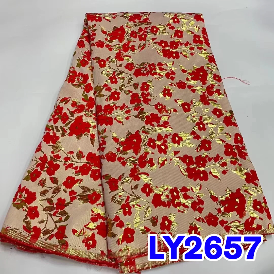 

Jacquard Brocade Lace Fabric Materials 2023 High Quality African Nigerian Organza Lace Fabric For Woman Party Dress Sew LY2657