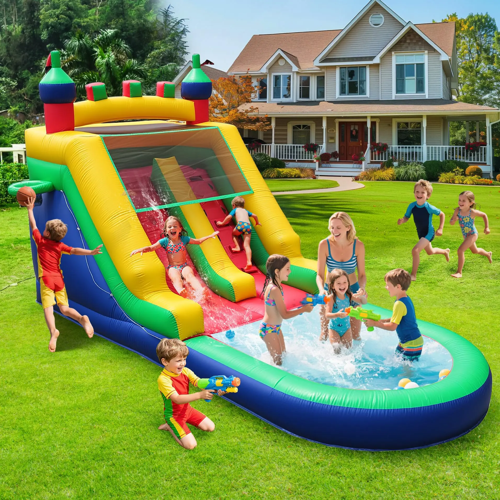 Waterslide Pool Commercial Inflatable Water Slide Big Cheap Wet Bounce House Jumper Bouncy Castle Bouncer for Kids Party
