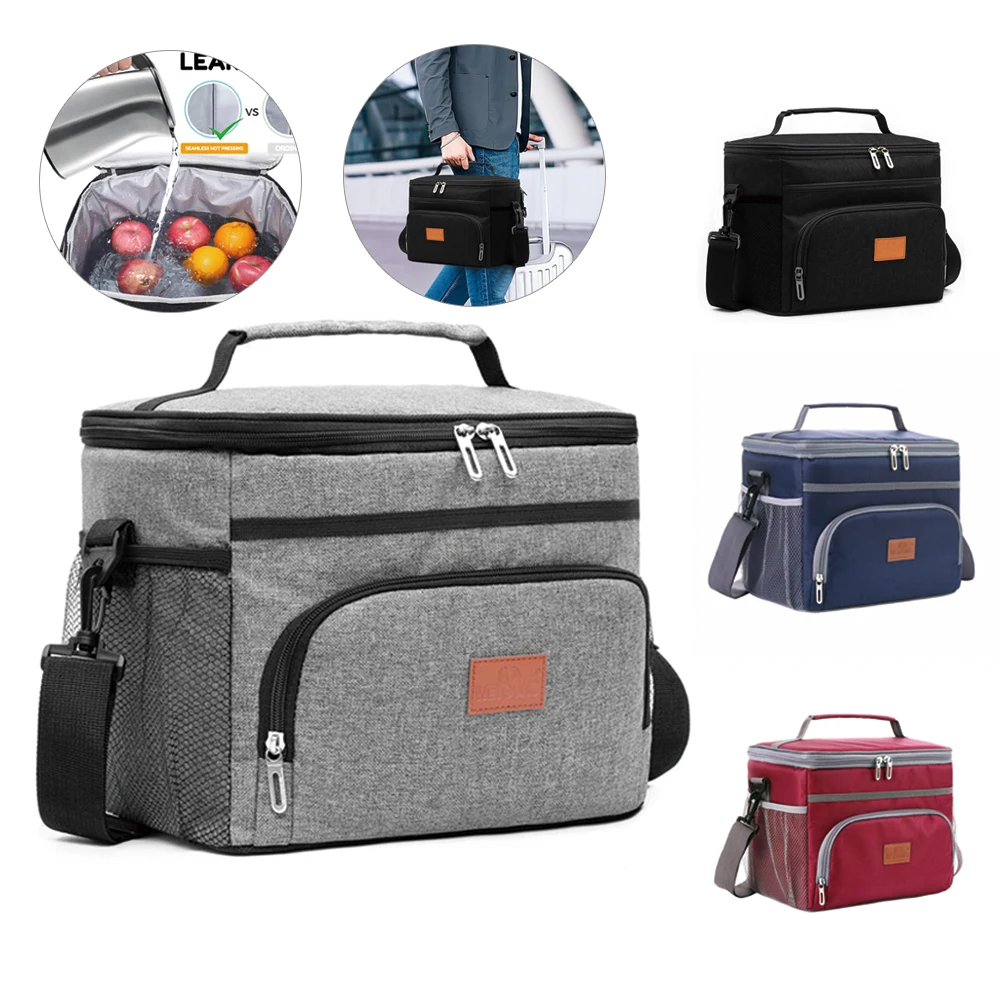 

Изолированная сумка для обеда для женщин/мужчин, герметичная сумка-холодильник для обеда с регулируемым плечевым ремнем, 4 кармана, идеально подходит для работы, пикника,