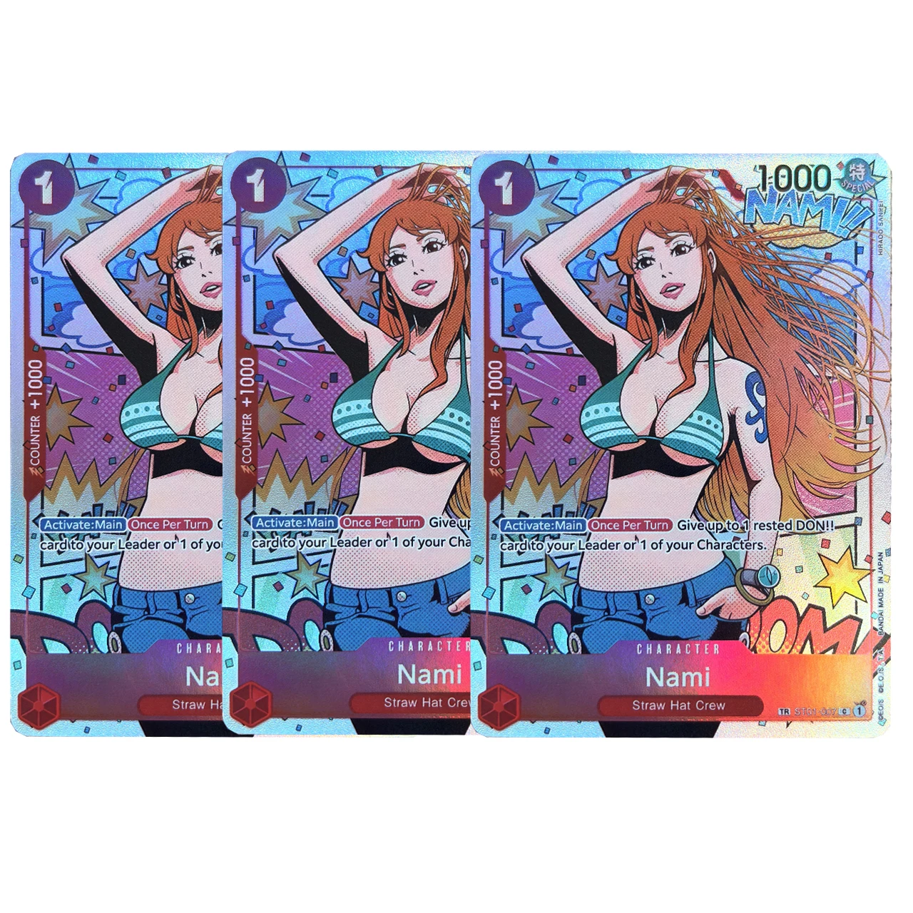 

Коллекционная карта One Piece DIY Exclusive Nami ST01-007 TR, складная, с блестками, для игры OPCG, аниме, легендарная, редкая, оцененная, игрушка, подарок