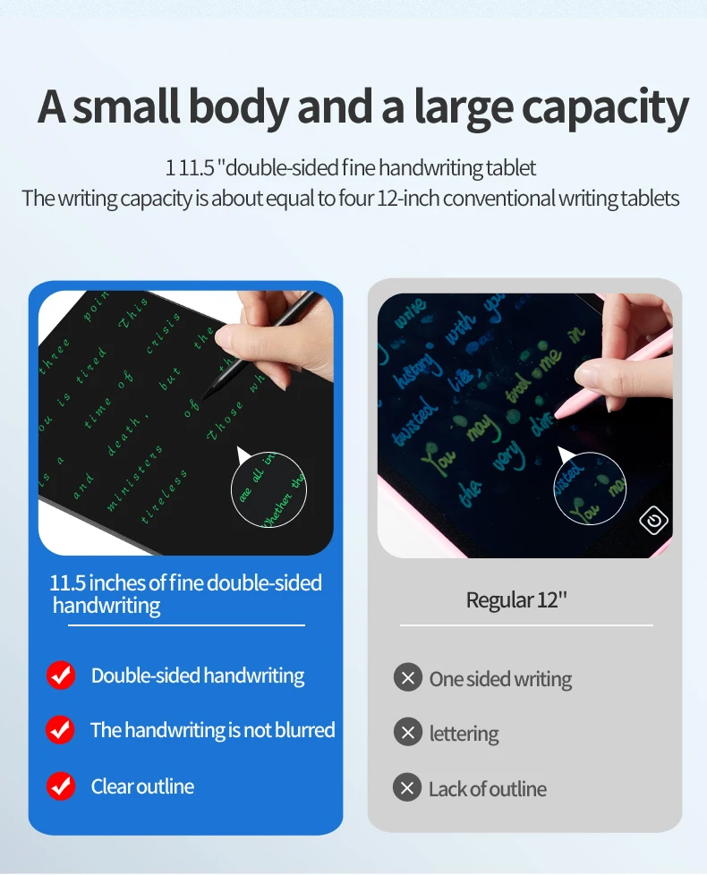 9,5 Zoll LCD-Schreibtafel Vollbild super fein doppelseitig für Kinder Zeichenblock Student Schreib block Geschenke Büro Notizblock – Detail 11