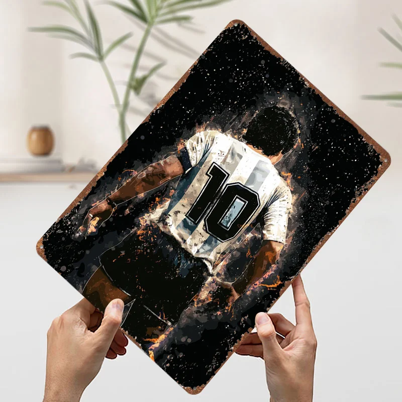 دييغو مارادونا الأرجنتين جيرسي ملصق الرياضة جدار الفن الرجعية علامة معدنية مخصصة القصدير اللوحة للرجل كهف ديكور غرفة الحلي #3