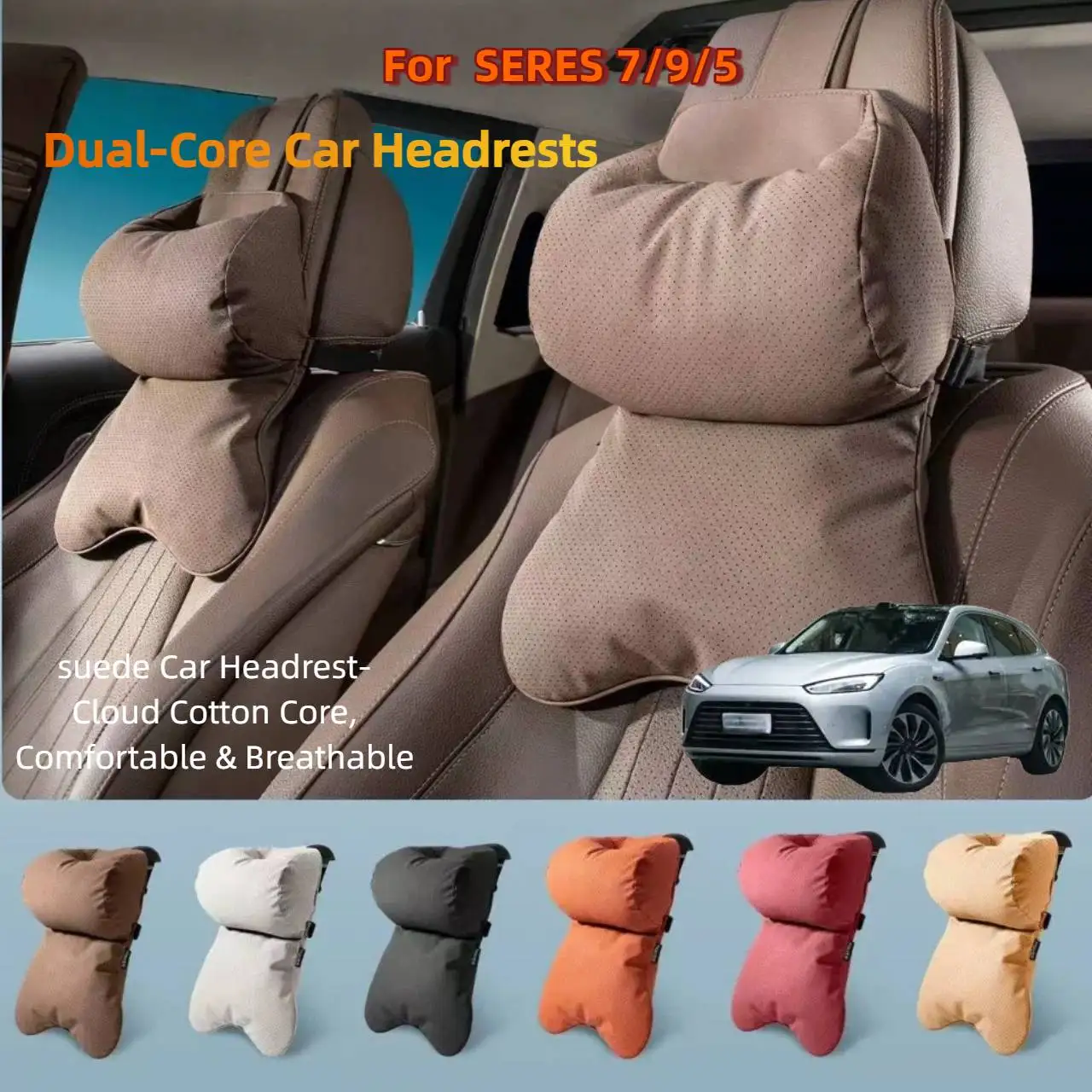 Dual-Layer Breathable Car Headrest For for SERES 7/9/5  Double Layer Neck Shoulder Support 4 Seasons Univers