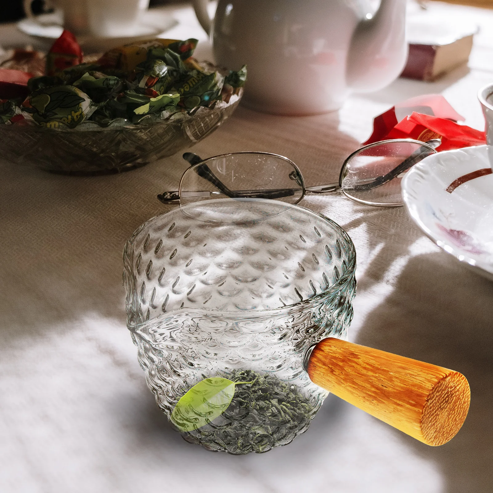 

Hammered Texture Small Milk Pitcher Clear Glass Coffee Art Pourer Multi-Use Creamer Latte Art Cup Bar Accessory