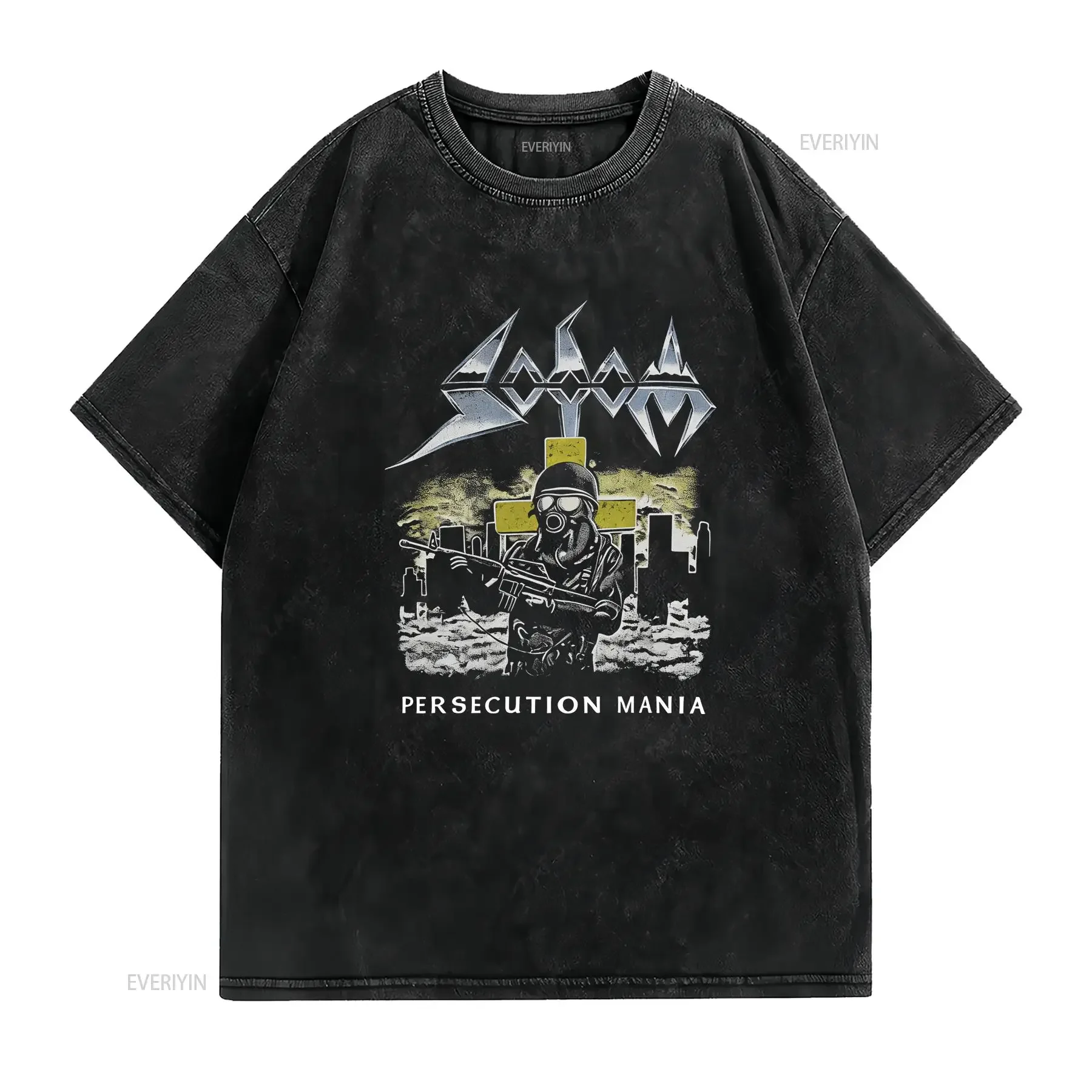 Sodom T Shirt Persecution Mania Metal Band Heavy cotton tee NH20522 vintage Washed Casual graphic homme fashion Versatile