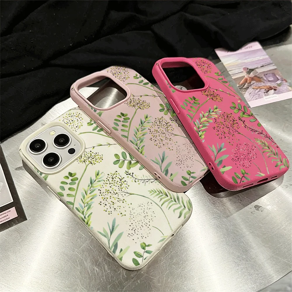 Fernblätter-Handyhülle für iPhone 17 16 15 14 13 12 11 Pro Max 16 15 14 Plus 17 16 15 14 13 12 11 Pro 17Air Silikon-Matt-Cover – Detail 3