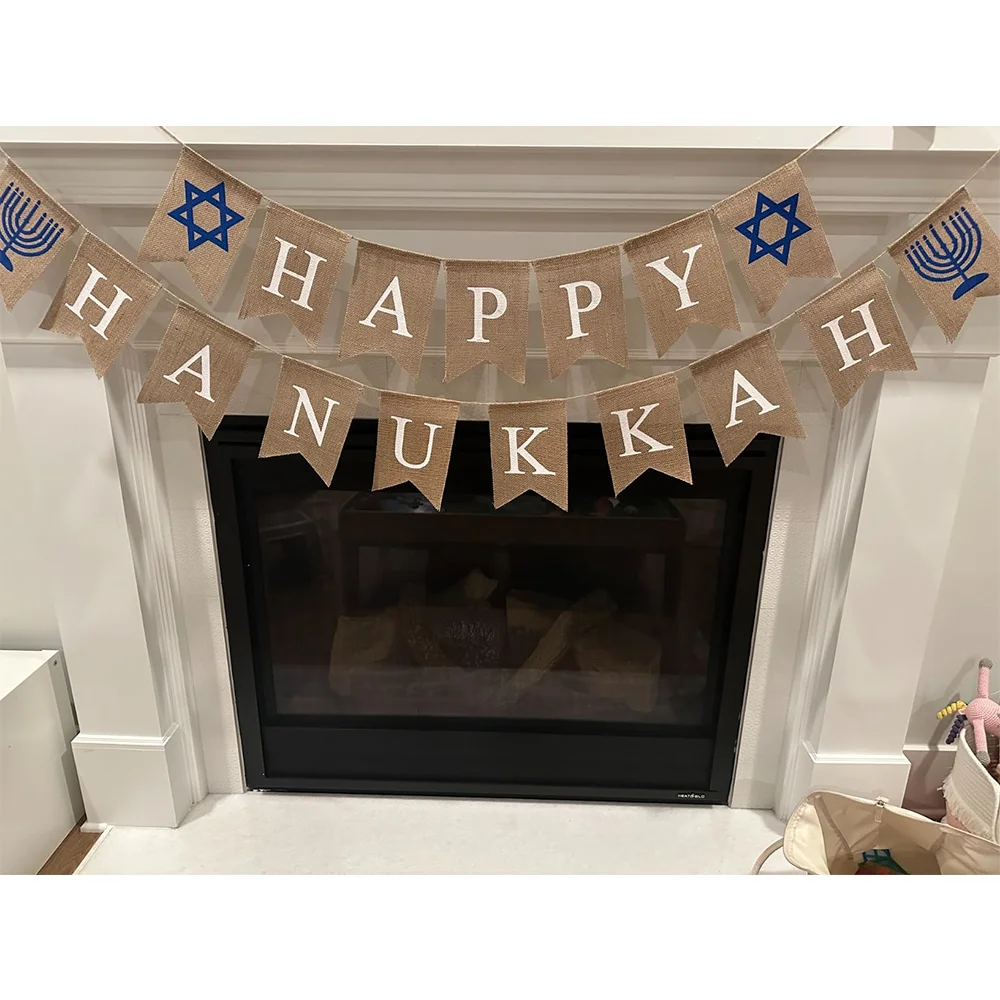 Happy Chanukka-Banner für Girlande, Wimpelkette, Chanukka, Festival, Party-Mantel, Kamin, Urlaub, Familientreffen, Zuhause, Chanukka-Dekoration