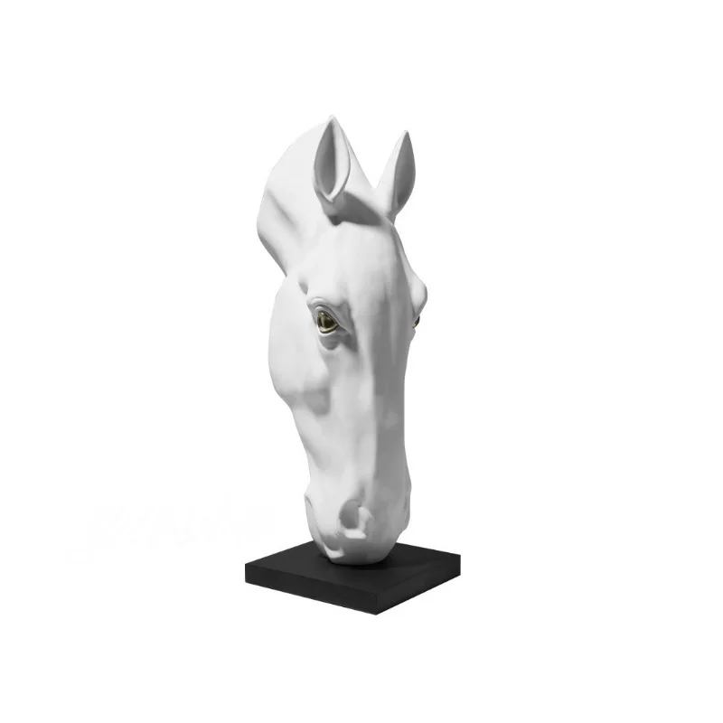 

New Chinese light luxury floor, porch cabinet horse head animal ornament exhibition hall, living room hotel villa decoration