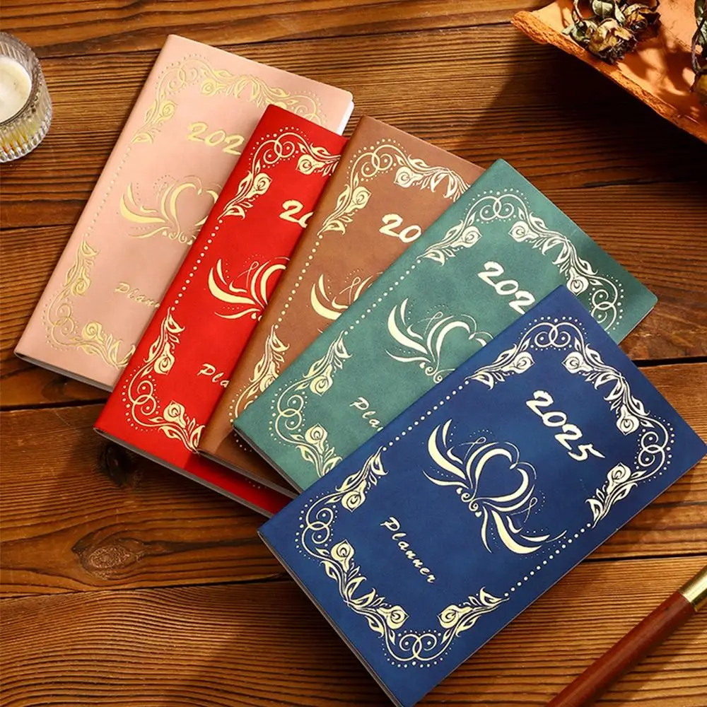 Time Management 2025 English Agenda Book Leather 365 Days Notepad 2025 A6 Pocket Notebook Taking Notes To Do List