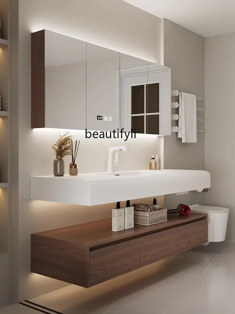 Walnut Bathroom Cabinet New Chinese Keliai Whole Washbin Bathroom Table Hand Washing Bathroom Cabinet Combination Customization