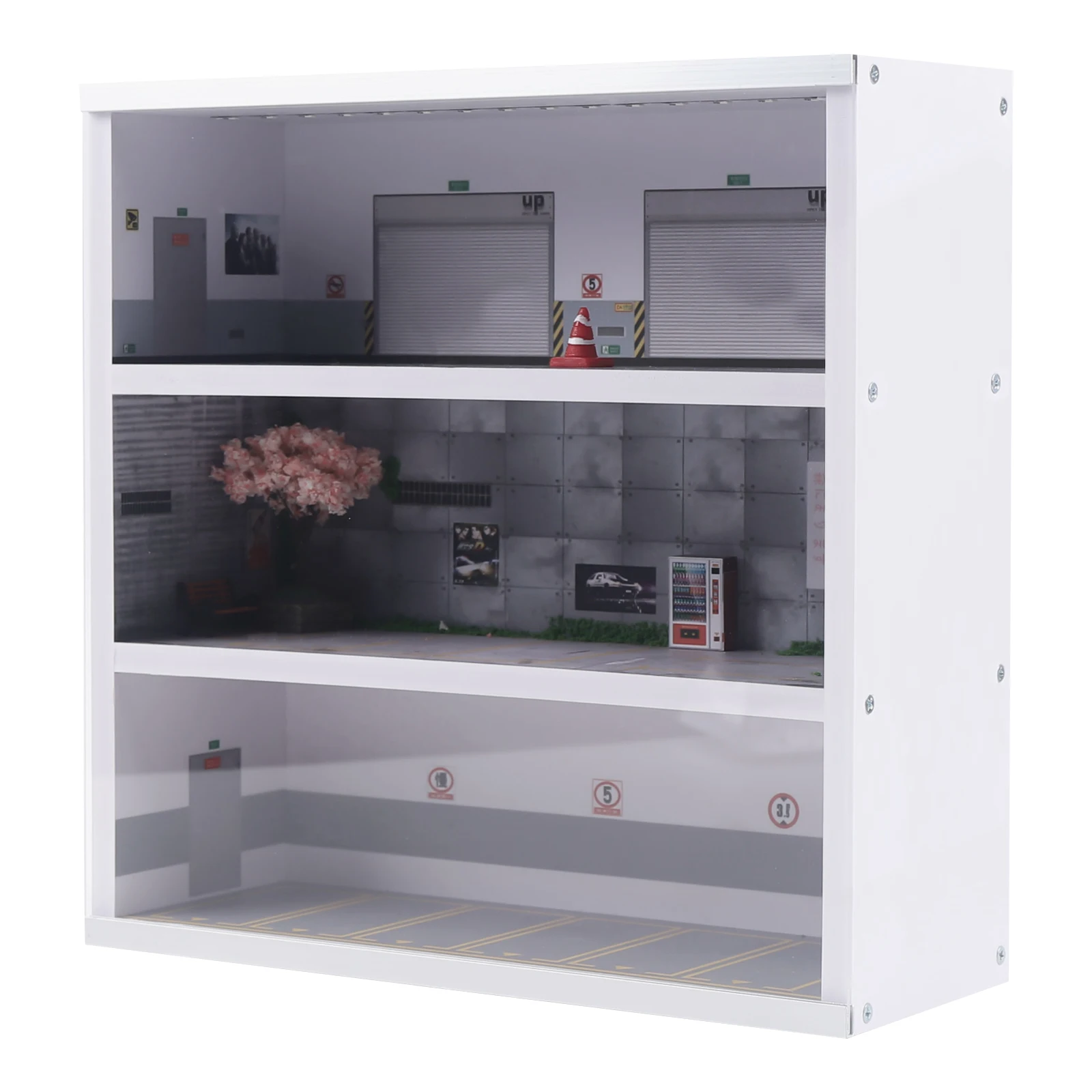 3-Tier Acrylic, High-density PVC Foam Board, Aluminum Alloy White Modern Sandpaper Polishing  Rectangular Display Cabinet