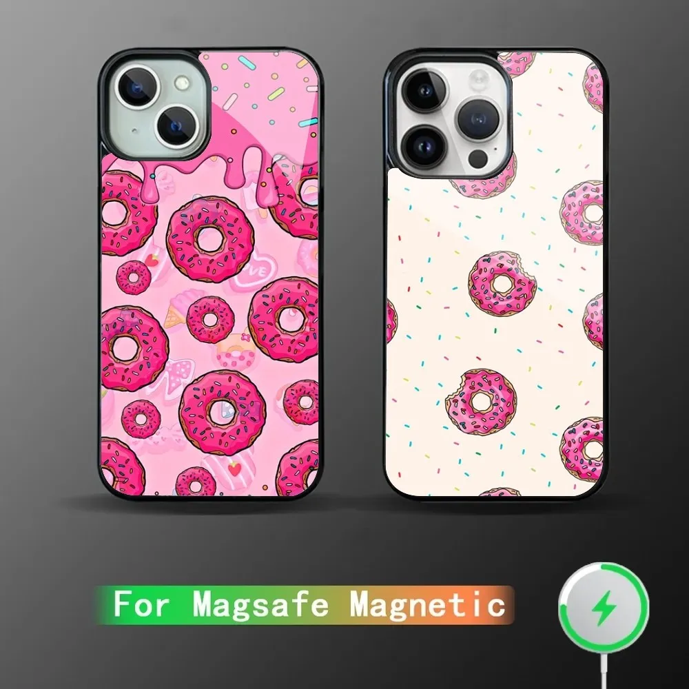 Colorful Donut Phone Case Strong Magnetic For IPhone 15 14 13 Pro Max 11 12 Mini Alex Mirror For Magsafe Wireless Charging Cover