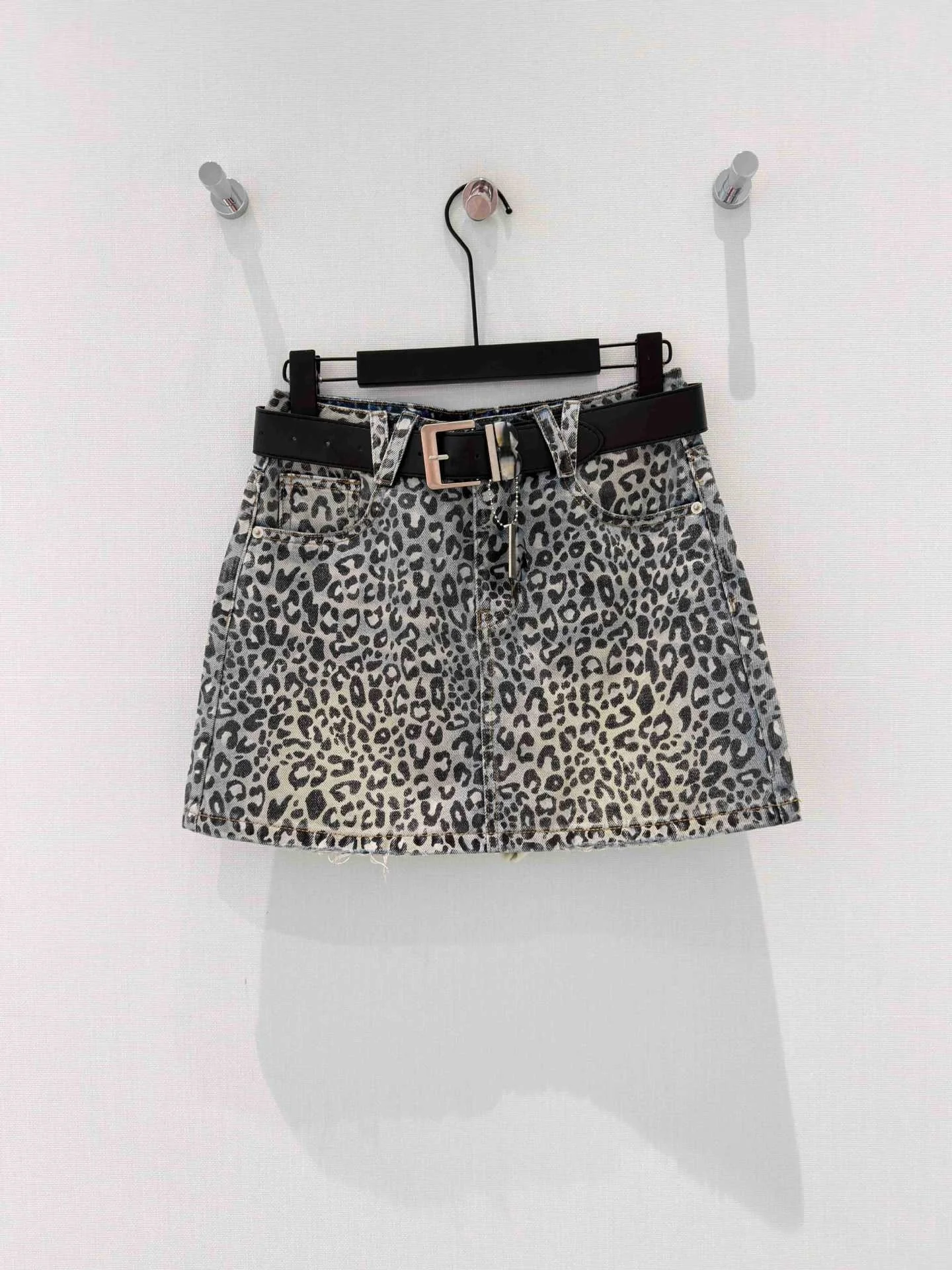 Retro American Leopard Print High Waist A-Line  Skirt Women's Slimming Versatile Design Short Skirt Anti-Aging