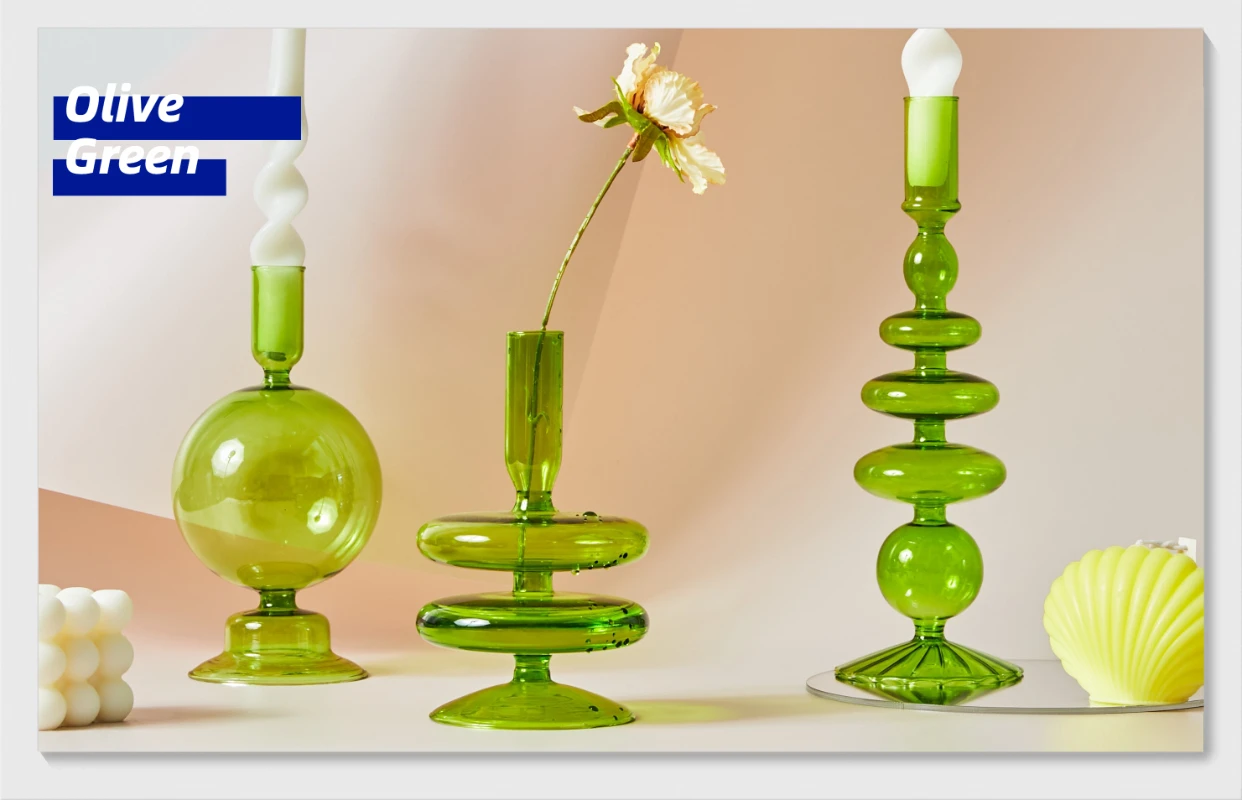 Floriddle Taper Candle Holders Glass Candlesticks for Home Wedding Table Decoration Glass Vase Table Bookshelf Candles Stand