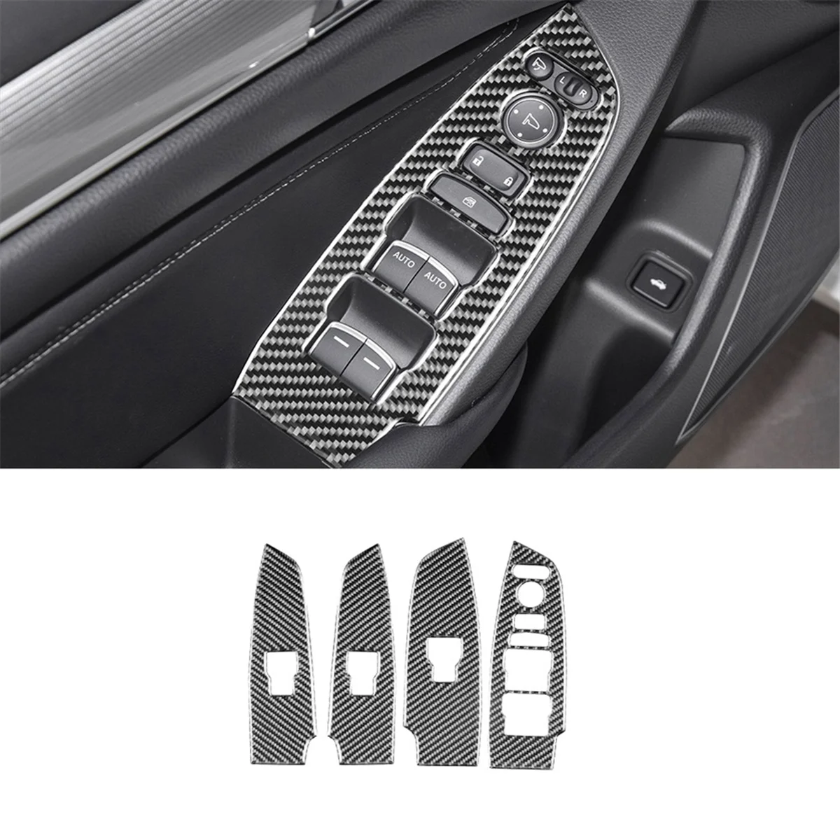 Carbon Fiber for Honda Accord 10th 2018-2022 Car Windows Lift Switch Panel Cover Trim Accessories LHD