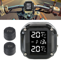 Motorcycle TPMS LCD Display Tyre Temperature Motor Tire Pressure Monitoring Alarm System With 2 External Sensors
