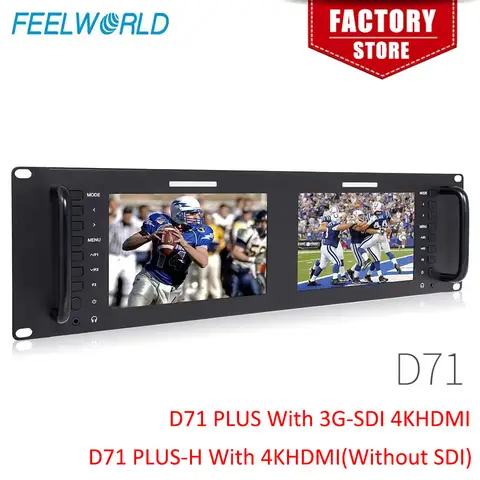 Feelworld 산업용 LCD 랙 마운트 모니터, D71 플러스, 3RU IPS, 1920×1200 방송, 3G-SDI, HDMI, AV 입력 출력, 듀얼 스크린