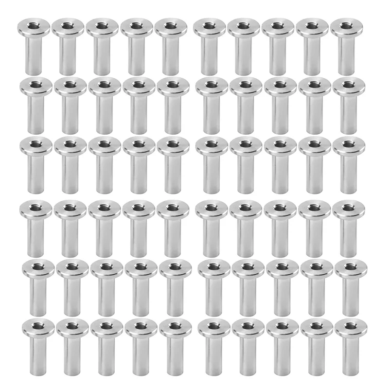 Y17A 60Pcs Stainless Steel Protector Sleeves Protective Sleeves Grommet Kit For 1/8Inch Wire Rope Cable Railing
