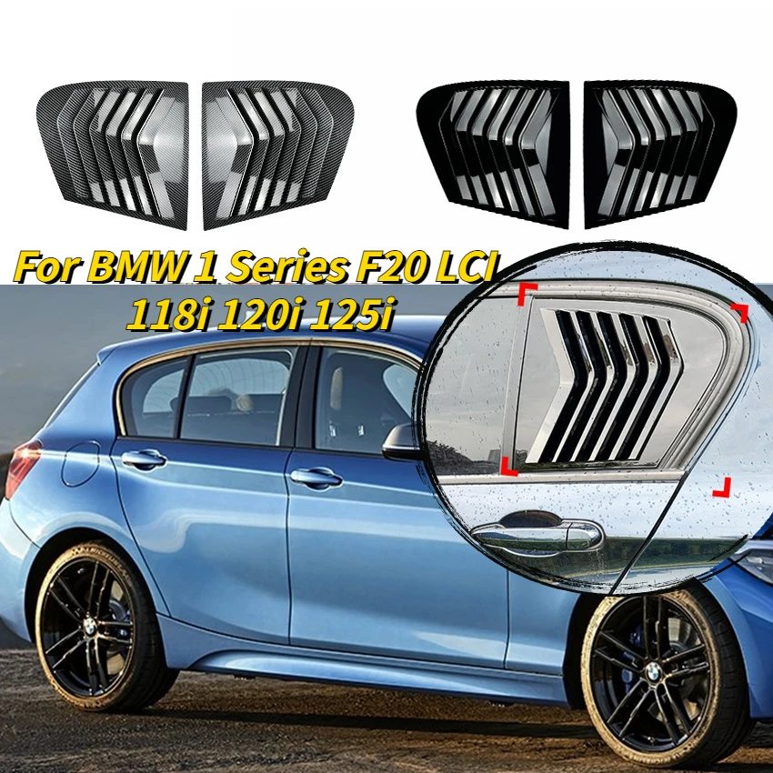 

For BMW 1 Series F20 LCI 118i 120i 125i Gloss Black Side Vent Louver Car Rear Window Shutter Sticker Cover Accessories 2011-2019