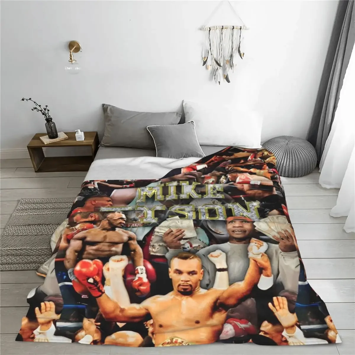 Mike Tyson Collage Blanket Fleece All Season Boxing Gym Boxer Multifunction Soft Throw Blanket for Bed Bedroom Quilt