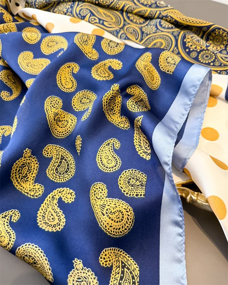 90 سنتيمتر بيزلي طباعة عقال الحجاب وشاح مربع طباعة الدافئة الشاطئ الشالات شال يلتف رباط شعر الإناث حقيبة المعصم باندانا Foulard