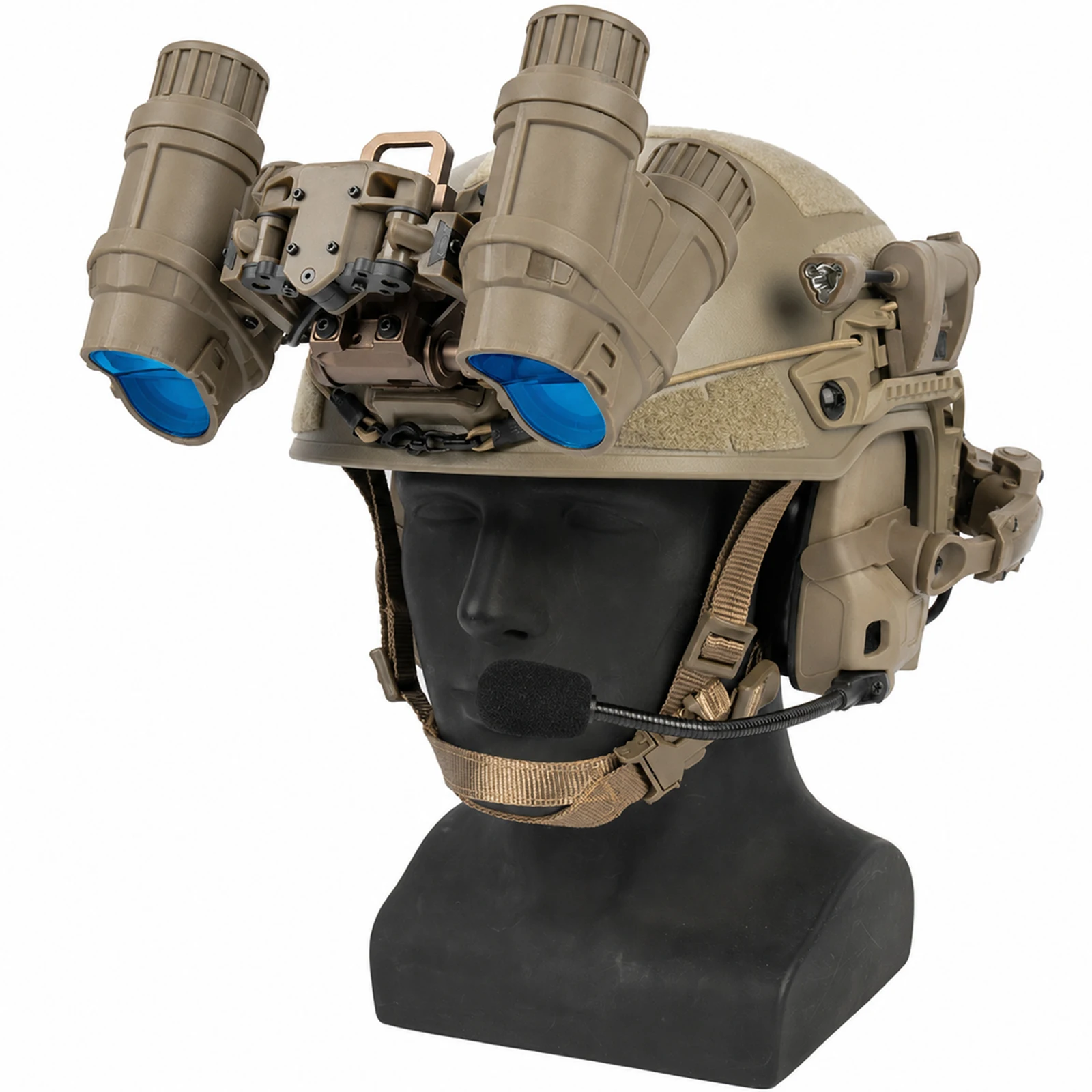 Tactical Helmet Set Airsoft Paintball Fast Helmet with Side-flipping Dummy NVG Model Communication Headset and Helmet Light