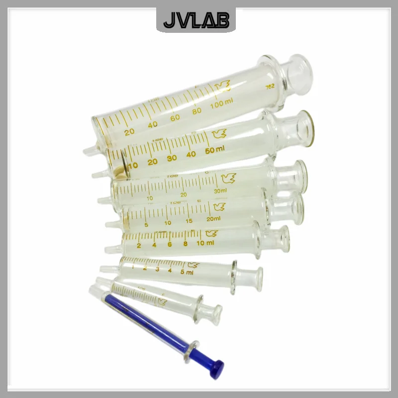 Glass Syringes Glass Sample Extractor Lab Glassware Glass Injector 1ml/5ml/10ml/20ml/30ml/50ml/100ml/120ml Standard Caliber 4mm