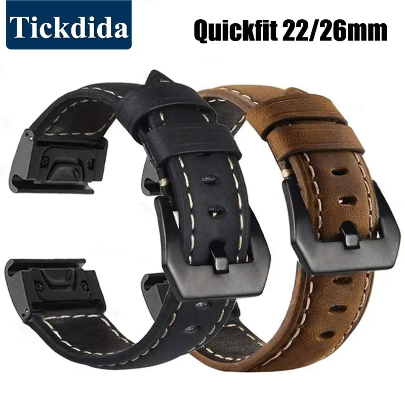 

Quickfit Strap for Garmin Tactix 7 AMOLED Fenix 5X Plus 6X Pro 8 7X 8X Pro Forerunner 965 955 Genuine Leather Strap Approach S60