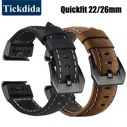 Quickfit Strap for Garmin Tactix 7 AMOLED Fenix 5X Plus 6X Pro 8 7X 8X Pro Forerunner 965 955 Genuine Leather Strap Approach S60