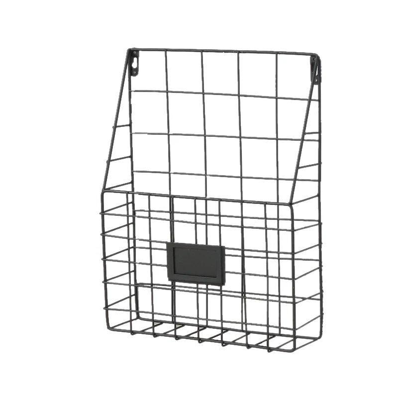 

Metal Mesh Wire Shelf Hanging Folder Mail Document Organizer Newspaper Magazine Storage Shelf Wall Shelves (Black)