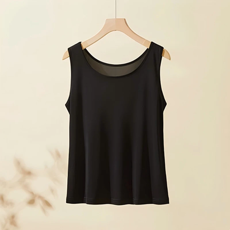 Damski top na ramiączkach ze 100% jedwabiu, wysokiej jakości elastyczny dzianinowy materiał, jednolity kolor, 3 kolory, codzienna odzież basic, moda.