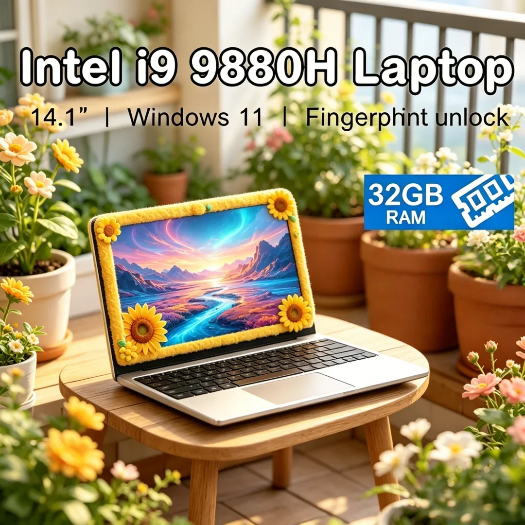 

2026 Opulent Portable 14.1" HD Laptop Intel Core I9-9880H 32GB RAM 2TB SSD Quiescent Ultra Slim Windows 11 Apt Daily Use