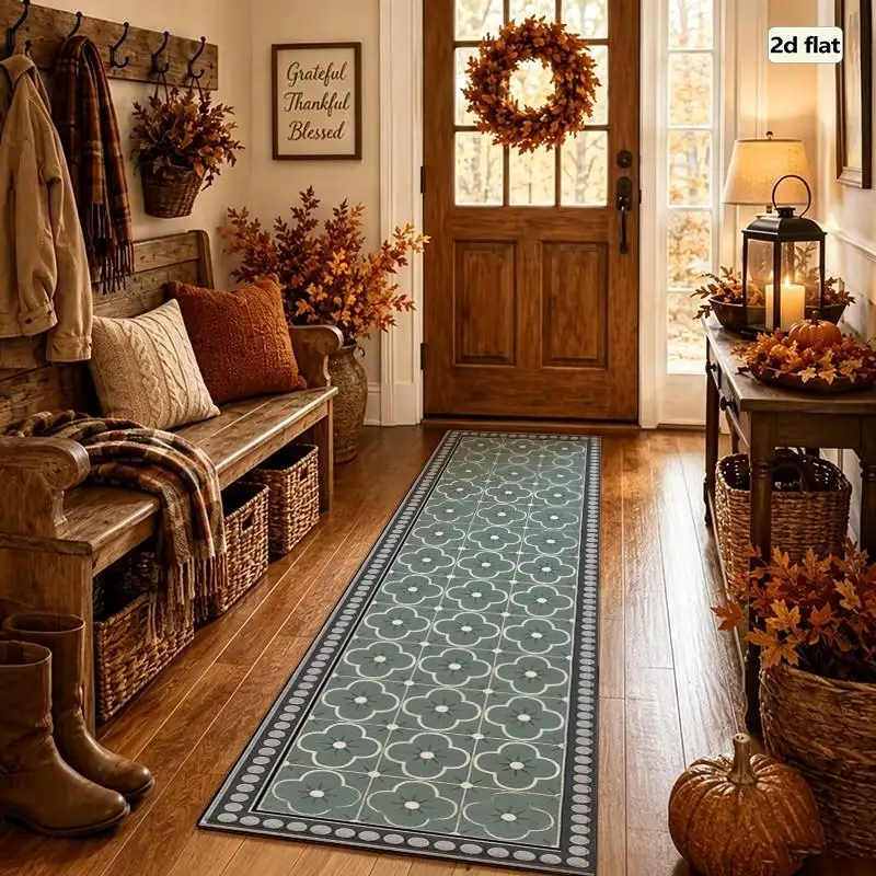 1PC Floral Pattern Running Rugs, Hallway Rugs, Washable And Easy-to-maintain Home Decoration Carpet, Suitable For Hallways, Passages, Stairs, Bedrooms, Bedside, Laundry Rooms, Kitchens Etc