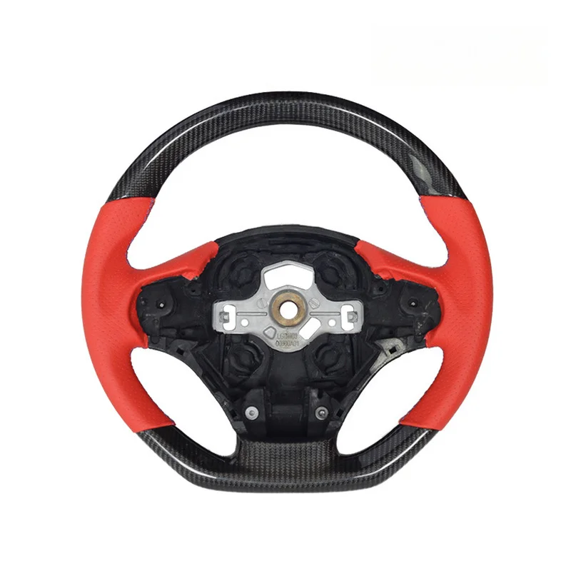 Suitable for BMW 3 Series F30, red trim with three-color stitching, sporty carbon fiber steering wheel