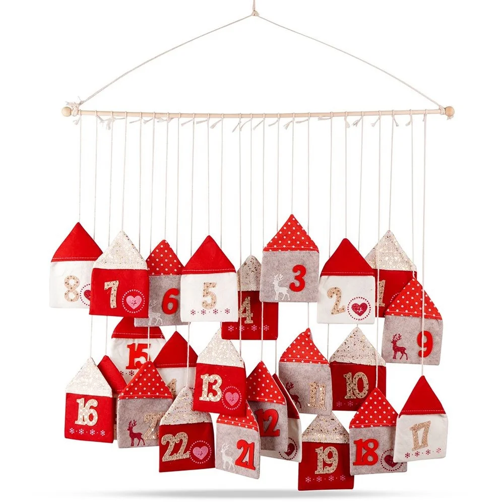 Adventskalender vilt Rood 70x60 cm