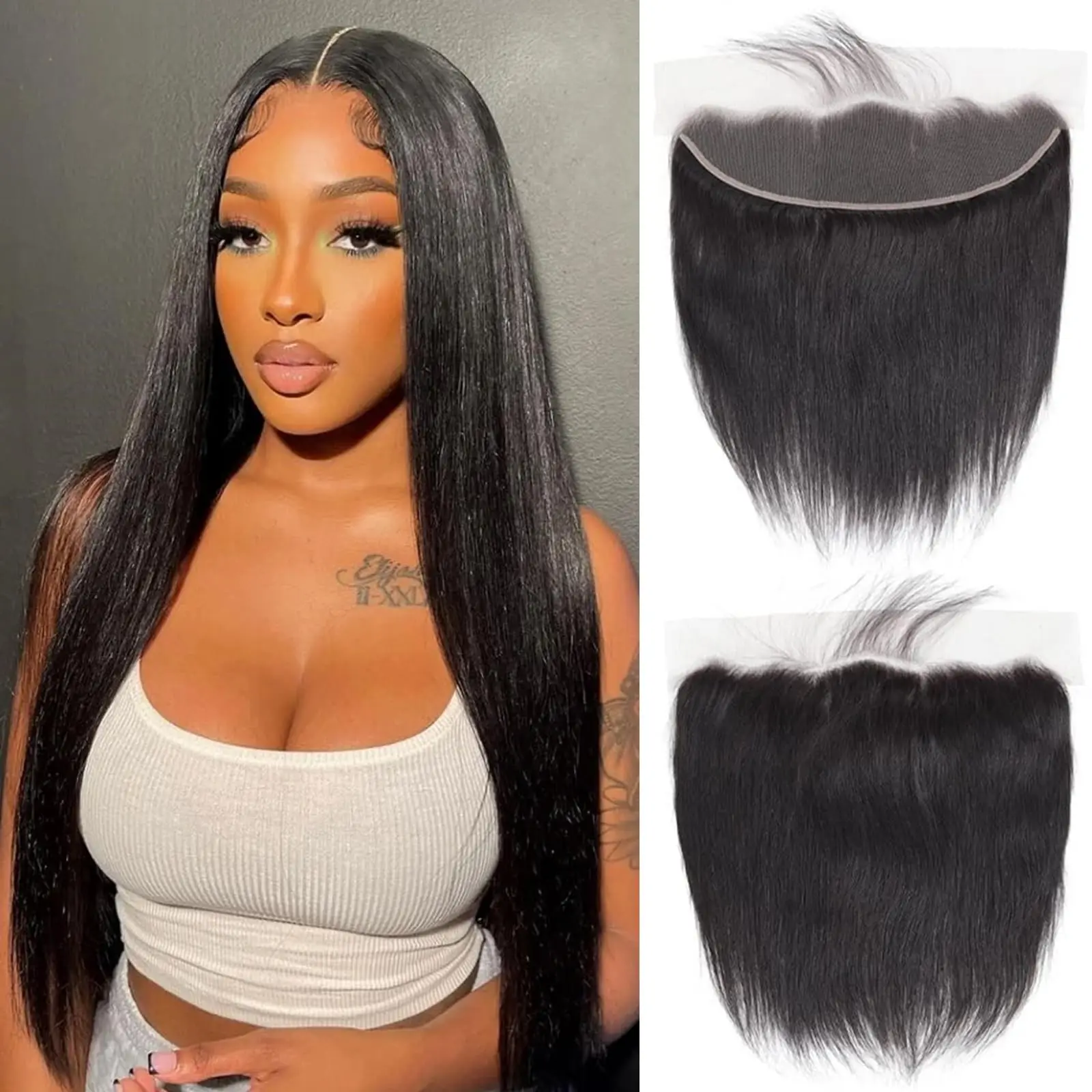 Brazilian Straight 13x4 Lace Frontal Closure 100% Human Hair Natural Black Ear To Ear Transparent Lace Closure Hair On Sale