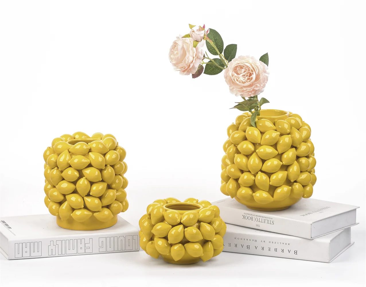 

Unique Handcrafted 3D Inlaid Ceramic Vase Lemon Fruit Ornament Realistic Home Table Decor