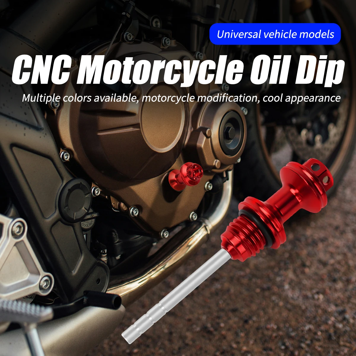 Varilla de nivel de aceite de motor de motocicleta, tapón de llenado, indicador de nivel de aceite del cárter del motor para GY6, Scooter, Honda, Yamaha, Kawasaki, Suzuki, 1 ud.