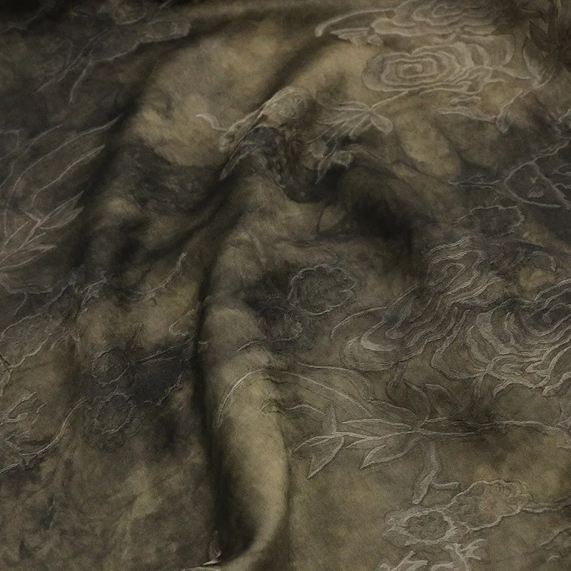 Plant mud-dyed silk jacquard satin is a niche design of fabric