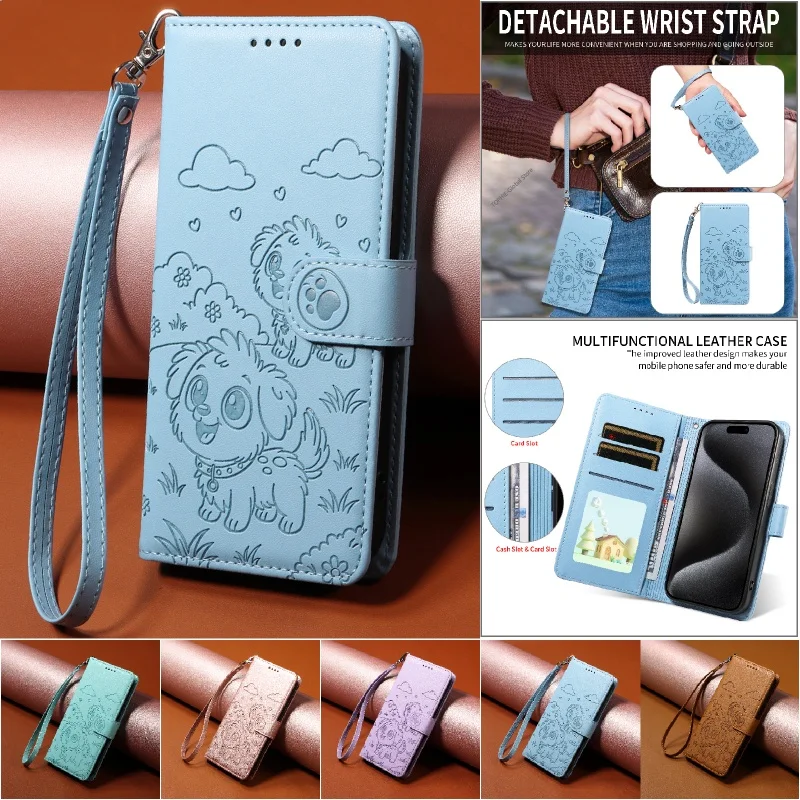 Lanyard Leder Brieftasche Karte Telefon Fall für Samsung Galaxy A17 A07 A56 A36 A26 A16 A55 A25 A15 A33Luxury Business Flip Cover Fall
