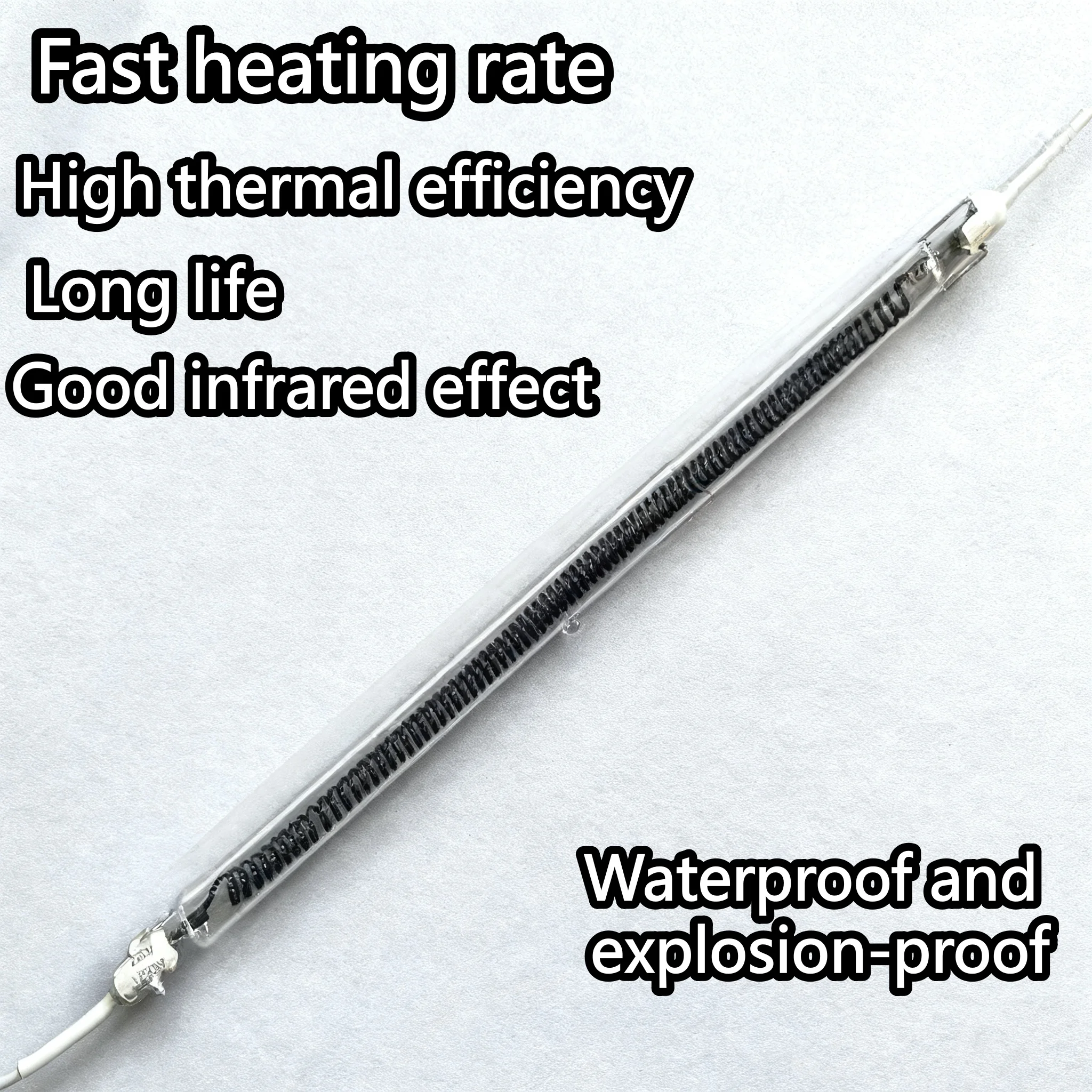 Tubo calefactor de fibra de carbono infrarrojo, calentador de baño eléctrico, tubo calefactor de cuarzo, quema en seco, cabeza pequeña